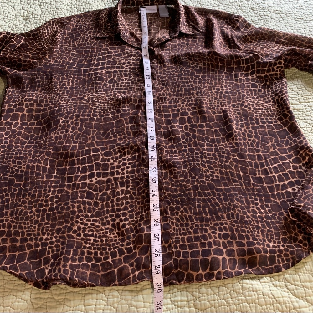 Liz Claiborne Blouse Animal Print Long Sleeve Size XL - Picture 7 of 12